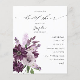 Flyer Ducha de novias florales y púrpura de lavanda