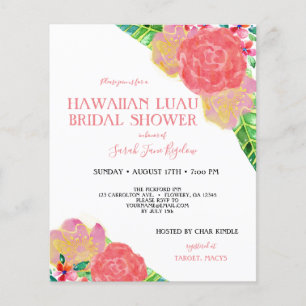 Flyer Ducha de novias tropicales luau luau presupuestal