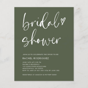Flyer Ducha de Novias Verdes de Oliva Moderna