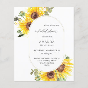 Flyer Ducha floral floral de girasol y eucalipto