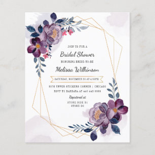 Flyer Ducha nupcial de color morado