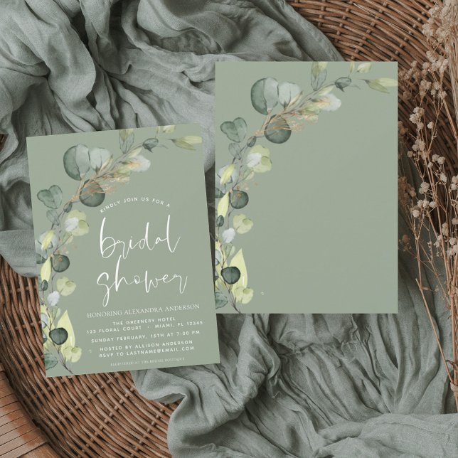 Flyer Ducha nupcial Eucalyptus Sage Invitación Verde (Subido por el creador)