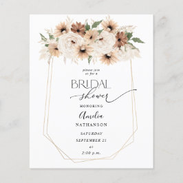 Flyer Ducha nupcial floral de Boho neutro y de presupues