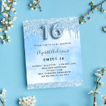 Flyer Dulce 16 presupuesto purpurina azul claro Invitaci<br><div class="desc">Tenga en cuenta que esta invitación está en papel de volante y es muy delgada. Los sobres no están incluidos. Para invitaciones más gruesas (el mismo diseño) visite nuestra tienda. Una invitación moderna, elegante y glamurosa para una fiesta de 16 y 16 años de chica. Un cielo blanco y azul...</div>