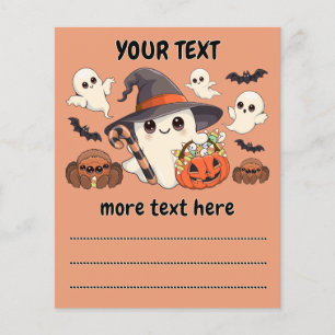Flyer Dulce Fantasma de Halloween al Estilo Kawaii