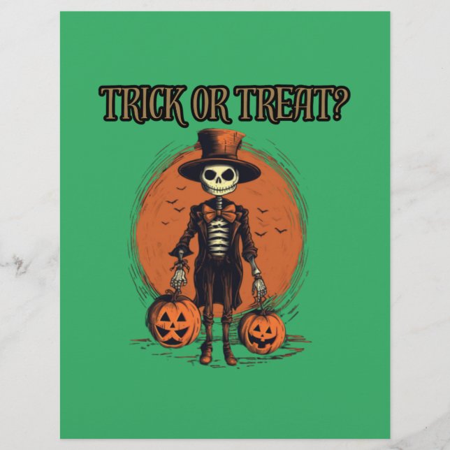 Flyer ¿Dulce o trineo? Feliz halloween, diseño de calaba (Frente)