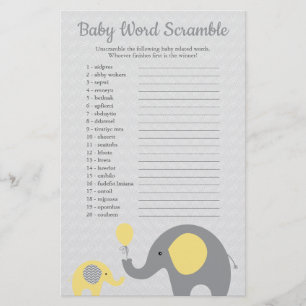 Flyer Dulce Rompecabezas de Palabras de Baby Shower de E