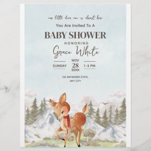 Flyer Dulces ciervos invierno Baby Shower Bosque Baby Sh