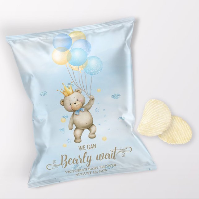 Flyer Dulces Para Baby Shower de Osito Niño Bolsa de Chi (1 ounce snack bag wrapper flyer. )