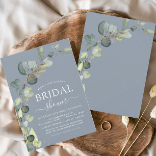 Flyer Duste presupuesto Blue Bridal Shower Eucalyptus