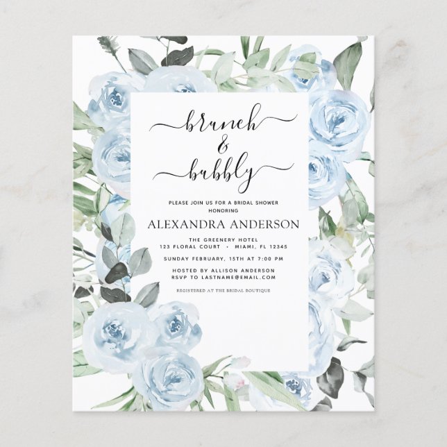 Flyer Duste presupuesto Blue Brunch & Bubbly Bridal Show (Frente)