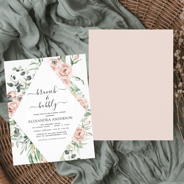 Flyer Duste presupuesto Brunch rosado y ducha Bubbly Bri (Subido por el creador)