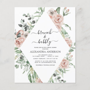Flyer Duste presupuesto Brunch rosado y ducha Bubbly Bri
