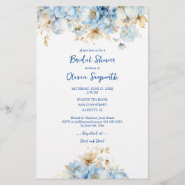 Flyer Duste presupuesto Floral Azul ducha de novia