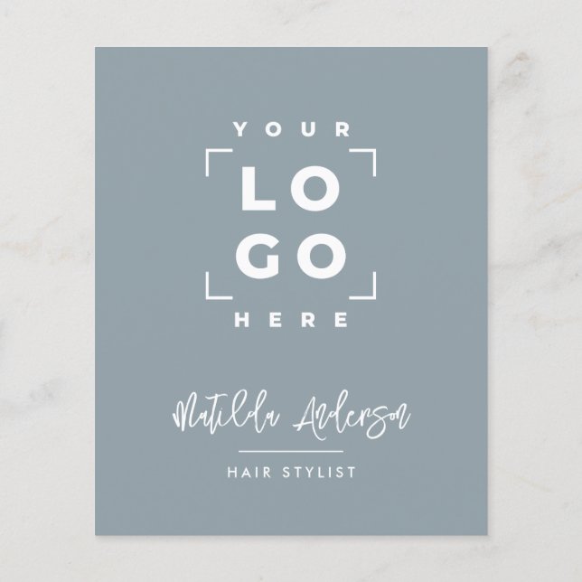 Flyer Dusty azul elegante moderno precio de la chica cód (Atrás)