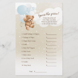 Flyer Dusty Blue Balloon Teddy Bear Adivinan El Juego De