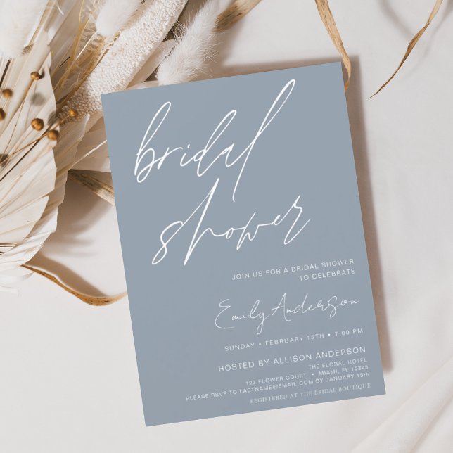 Flyer Dusty Blue Bridal Shower Invitación manuscrita (Subido por el creador)