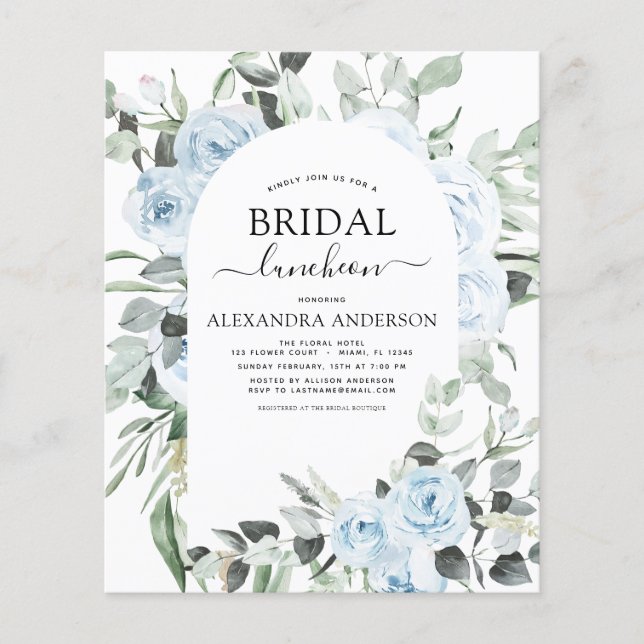 Flyer Dusty Blue Bridal Shower Luncheon (Frente)