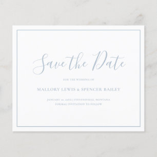 Flyer Dusty Blue Budget Wedding Save the Date