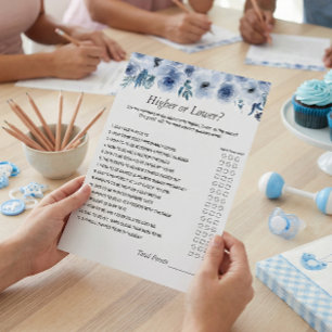 Flyer Dusty Blue El juego de Baby Shower con el número d