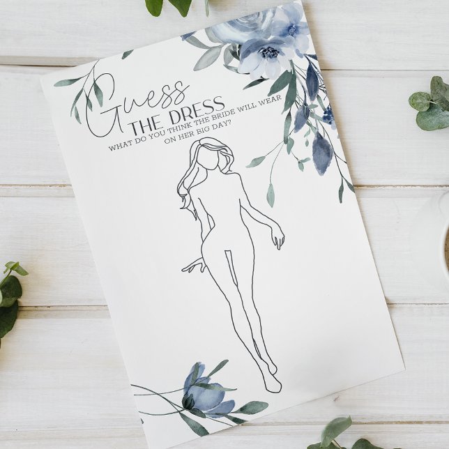 Flyer Dusty Blue Flowers juego de novias adivina vestir (Subido por el creador)