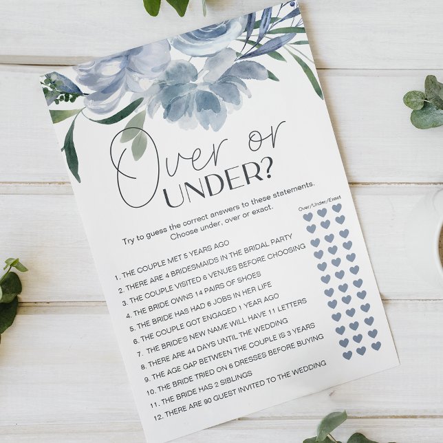 Flyer Dusty Blue Flowes Bridal Game Over Under (Subido por el creador)