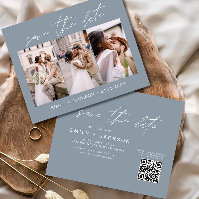 Flyer Dusty Blue QR Code - Save the Date 3 Photo (Subido por el creador)