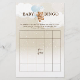 Flyer Dusty Blue Teddy Bear BINGO Baby Shower Games