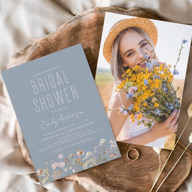 Flyer Dusty Blue Wildflower Bridal Shower Foto (Subido por el creador)