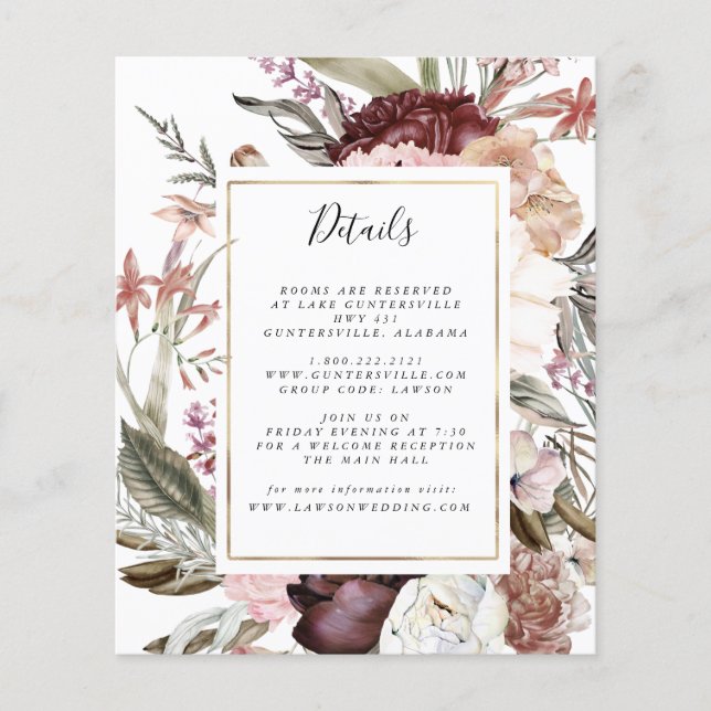 Flyer Dusty Floral Details Card | Presupuesto (Frente)
