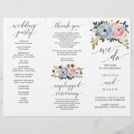 Flyer Dusty Floral Tri-Fold Wedding Program