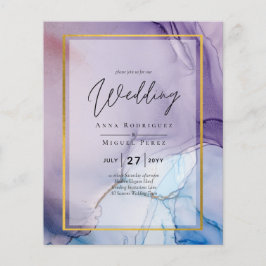 Flyer Dusty Purple Navy Blue Gold INVITE Boda