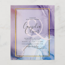 Dusty Purple Navy Blue Gold INVITE Boda
