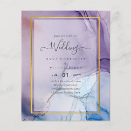 Flyer Dusty Purple Navy Blue Gold INVITE Boda
