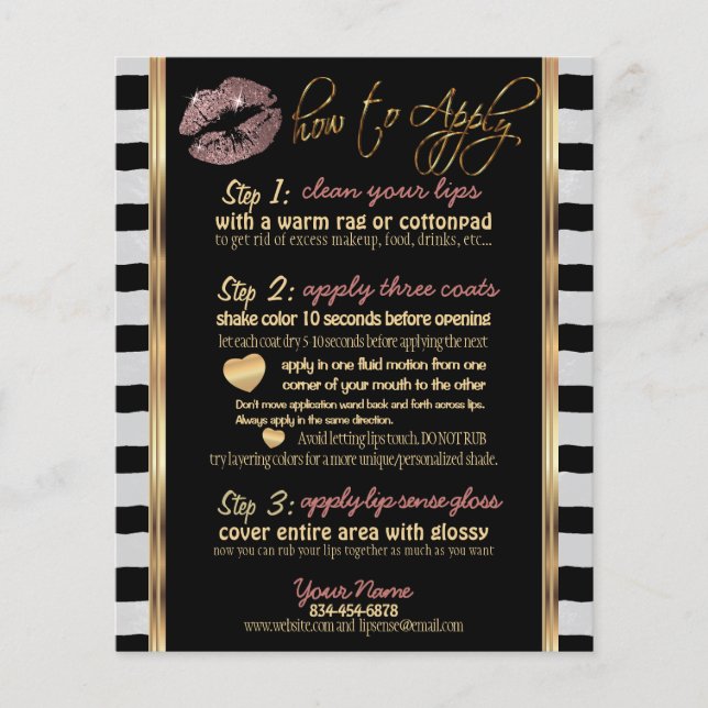 Flyer Dusty Rose Glitter Lip with Stripes Instructions (Frente)
