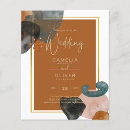 Flyer Earth Tones Boda Terracotta Green Gold Resumen
