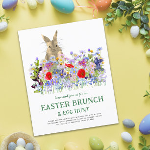 Flyer Easter Brunch Egg Hunt Bunny Floral Budget