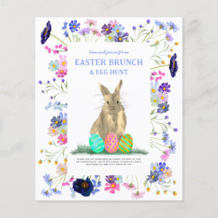 Flyer Easter Egt Hunt Brunch Bunny Floral Budget