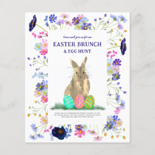 Flyer Easter Egt Hunt Brunch Bunny Floral Budget