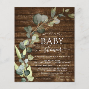 Flyer Ecoenergía eléctrica Baby Shower Eucalyptus Rustic