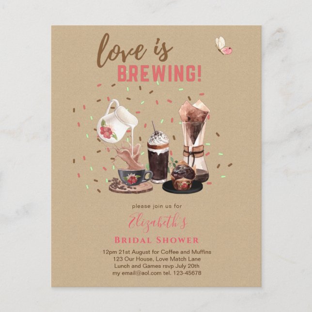 Flyer El amor es preparar café BRIDAL, muffins INVIT (Frente)