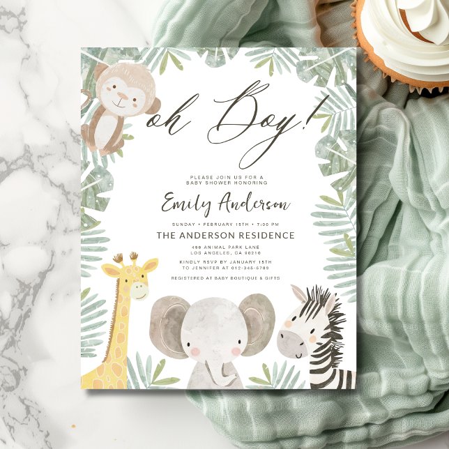 Flyer El Baby Shower de Budget Oh Boy Safari Animal Boy (Subido por el creador)