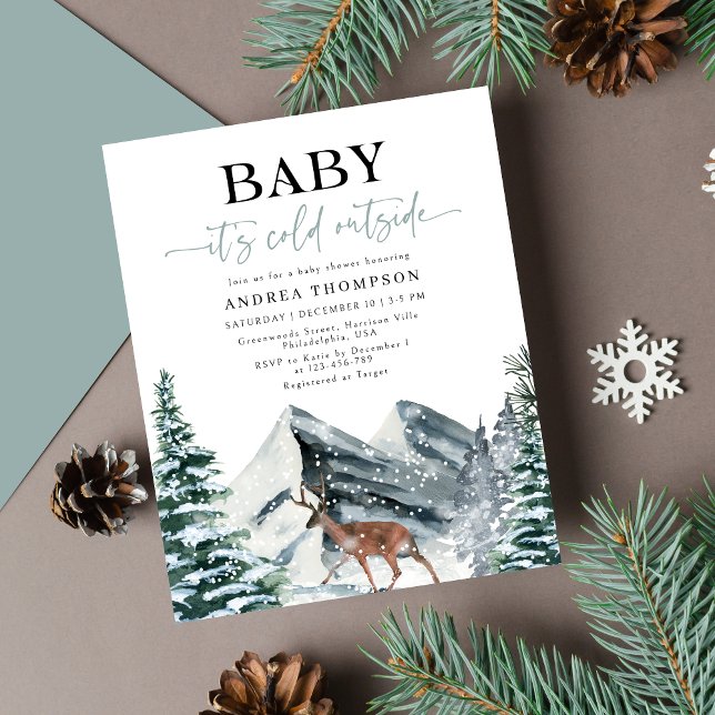 Flyer El bebé de invierno está frío fuera de Baby Shower (Subido por el creador)