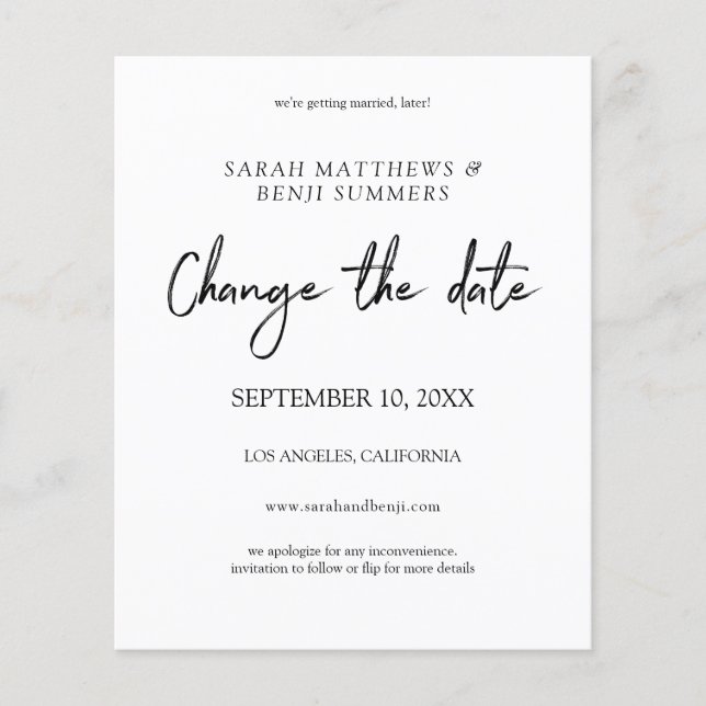 Flyer El blanco y negro del presupuesto cambian la fecha (Frente)