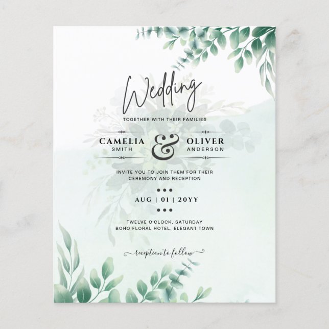 Flyer El Boda de oro verde Eucalyptus deja el CÓDIGO QR (Frente)
