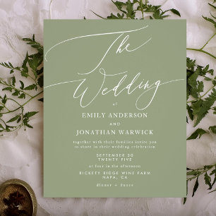 Flyer El Boda presupuesto Sage Green White Elegant Invit