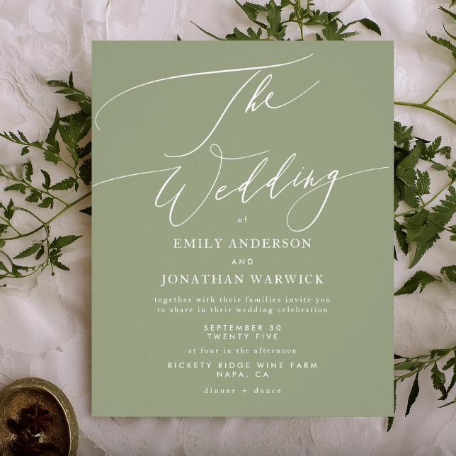 Flyer El Boda presupuesto Sage Green White Elegant Invit (Subido por el creador)