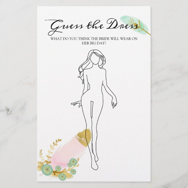 Flyer El boho de la ducha de novias adivina el vestido (Frente)