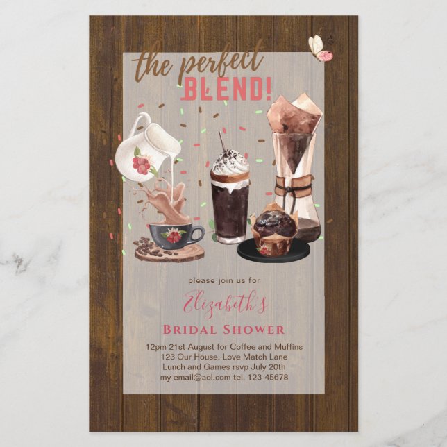 Flyer El CAFÉ de Invitaciones de la DUCHA BRIDAL, perfec (Frente)
