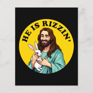 Flyer Él es Rizzin Funny Día de Pascua Cristiana Jesús